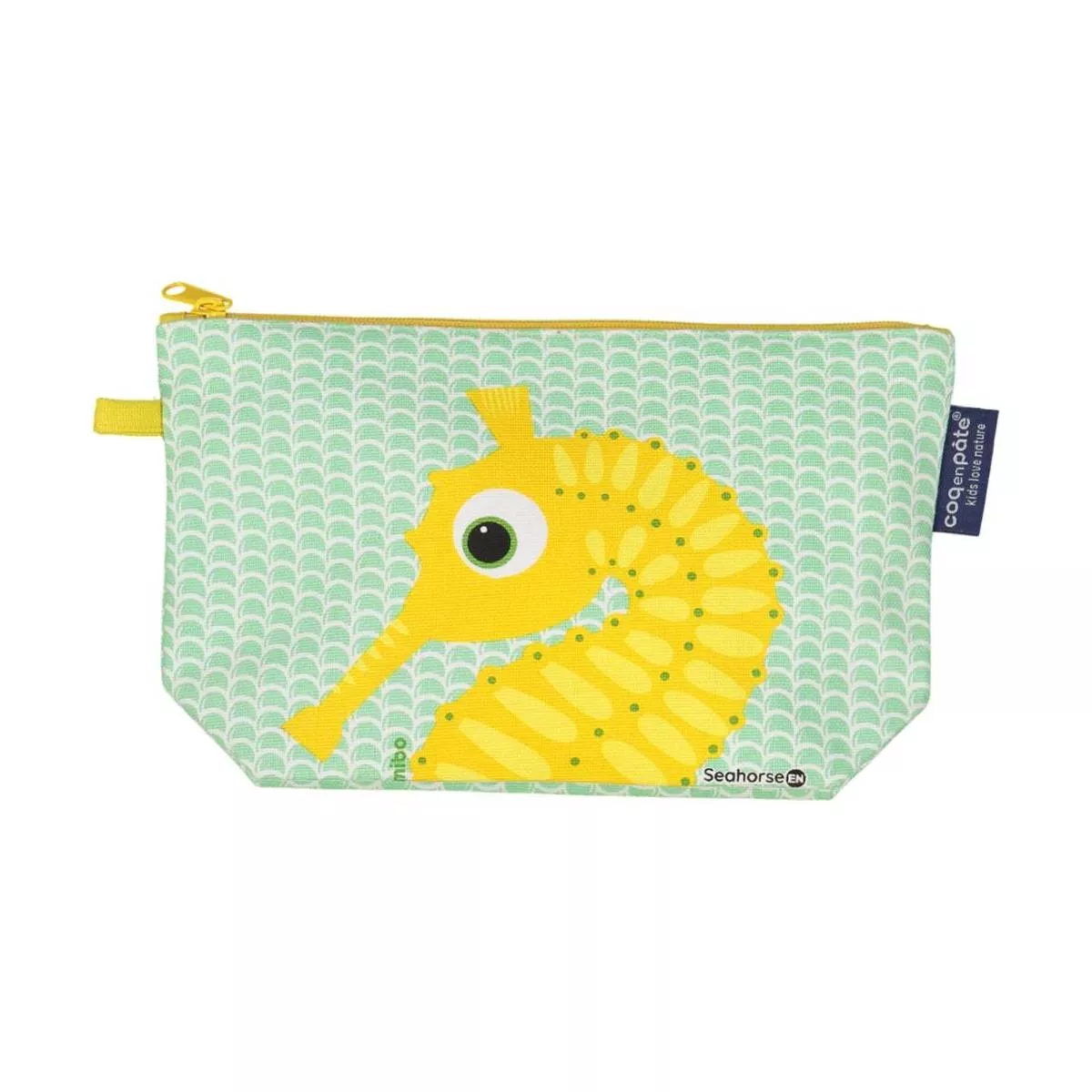 Trousse coton bio Hippocampe vert