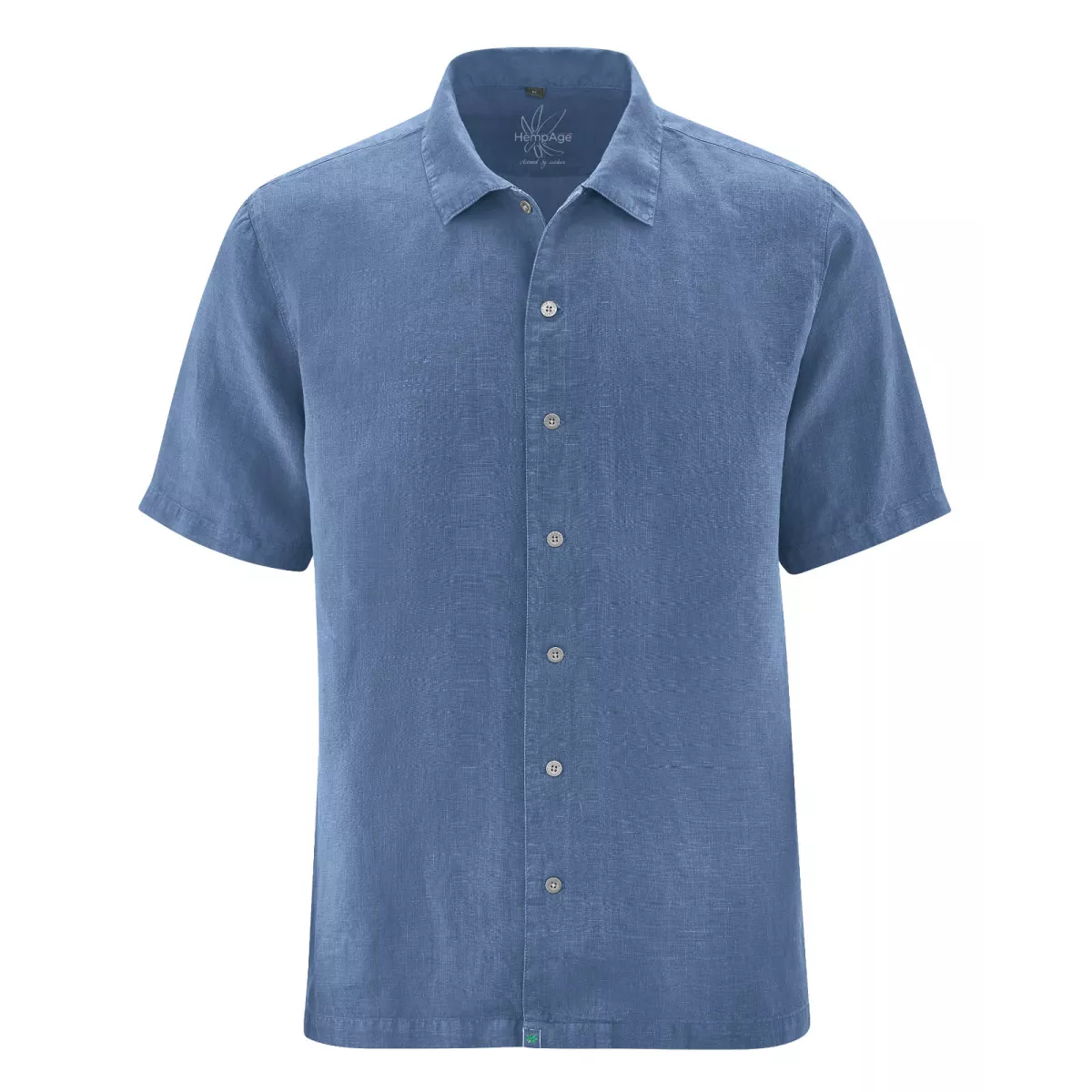 Chemise homme manches courtes 100% chanvre blueberry