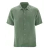 Chemise homme manches courtes 100% chanvre verte herbe