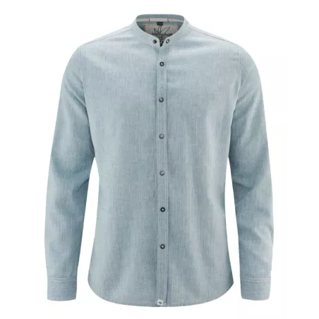 Chemise éthique homme, col mao, manches longues, ajustée