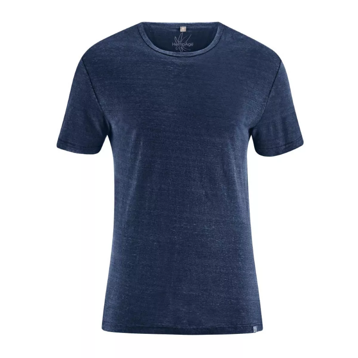 Tee-shirt jersey homme uni col rond manches courtes chanvre bleu marine