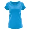 Tee-shirt uni femme manches raglan bleu topaze hempage