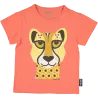 T-shirt enfant guépard couleur rose coton bio et écoresponsable face