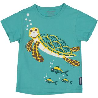 T-shirt enfant bleu vert tortue coton bio et écoresponsable recto
