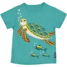 T-shirt enfant bleu vert tortue coton bio et écoresponsable recto