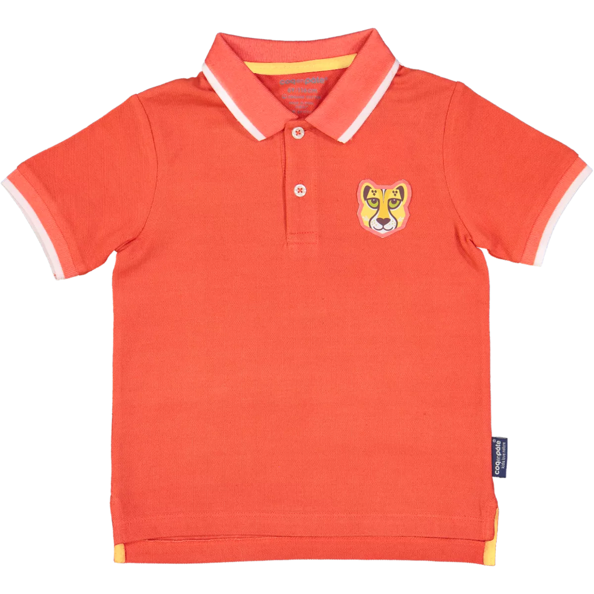 Polo rose enfant badge guépard recto