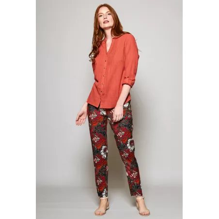 Chemise femme coton bio détail plissé