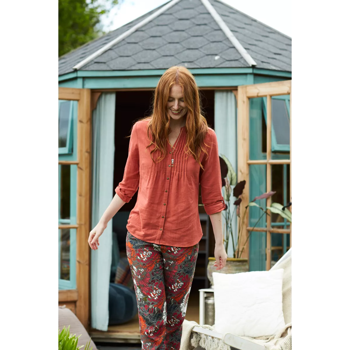 Chemise femme coton bio détail plissé