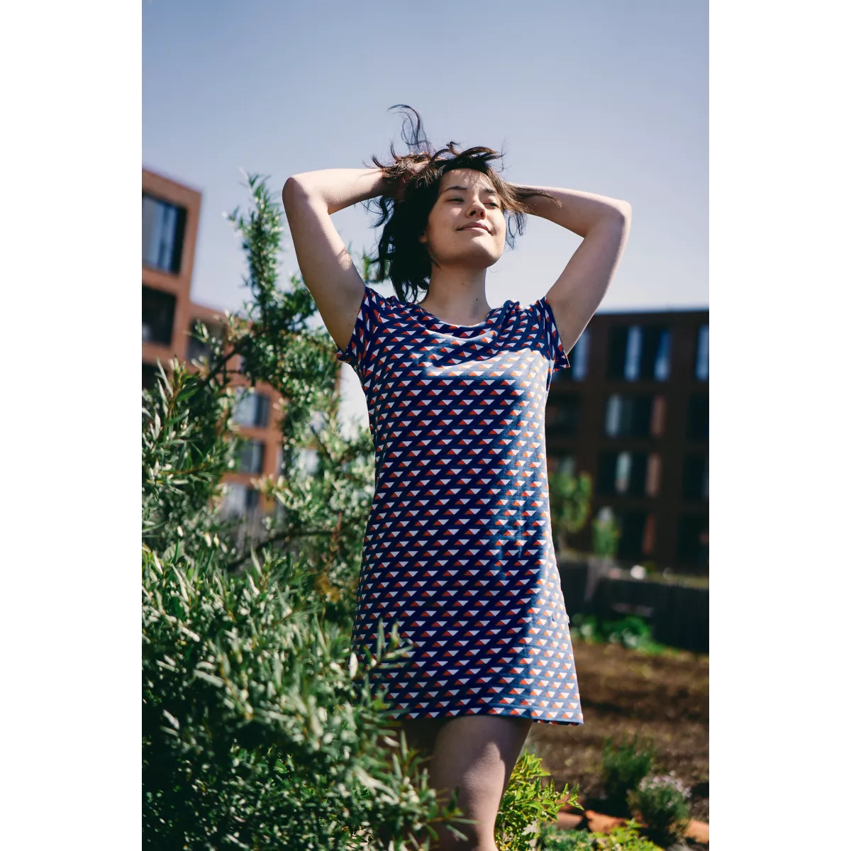 Robe Nanni en coton biologique imprimé triangles