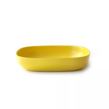 Assiettes creuses jaune en bambou