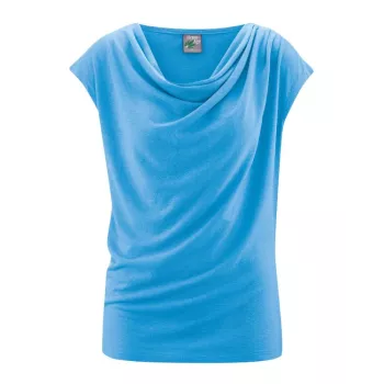 Top bleu drapé chanvre coton bio Sissy couleur atlantic