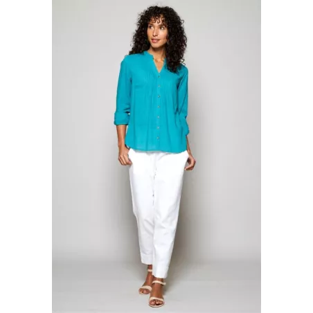 Chemise femme coton bio détail plissé
