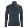 Pull 0 col roulé chanvre et coton biologique anthracite sombre