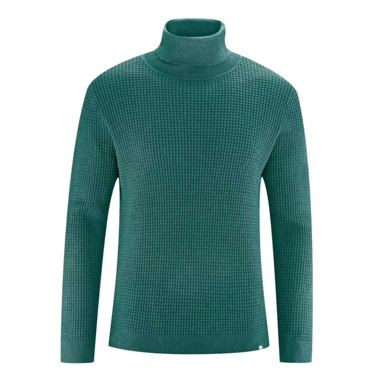 Pull 0 col roulé chanvre et coton biologique vert spruc