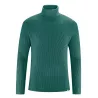 Pull 0 col roulé chanvre et coton biologique vert spruc