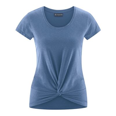 Tee shirt femme de yoga avec noeud bleu