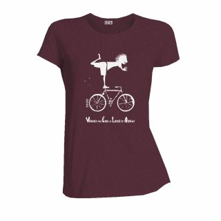 T-shirt femme coton bio vélo bordeaux chiné