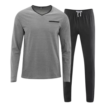 Pyjama ensemble manches longues homme en coton bio