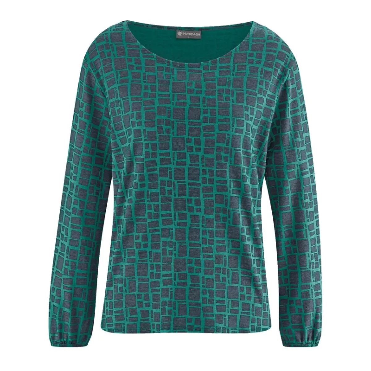 Tee shirt vert spruc manches longues imprimé graphique