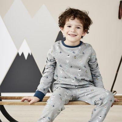Pyjama enfant gris imprimé montagne 