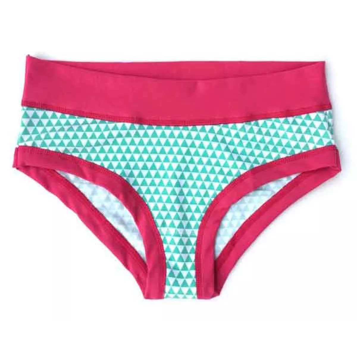 Slip panty rose et vert d'eau géométrique