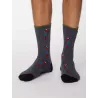 Chaussettes gris foncé bambou imprimé perroquet 