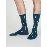 Chaussettes bleu denin imprimées pingouin en bambou