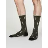 Chaussettes gris noyer imprimées pingouin en bambou