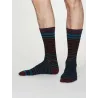 Chaussettes rayures bleues et bordeaux