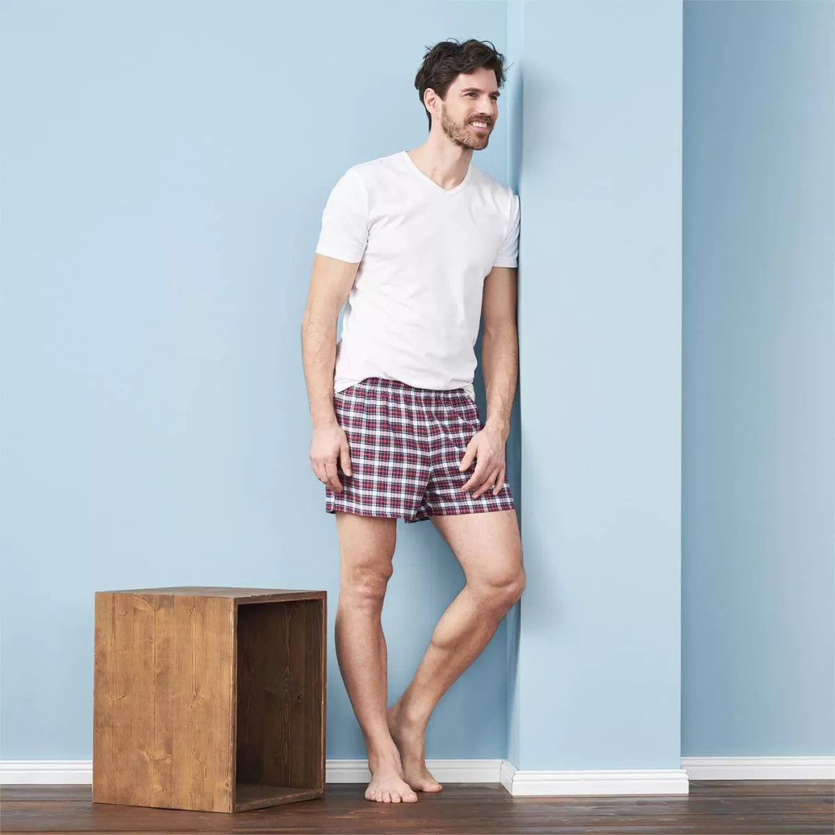 Lot de 2 caleçons "BORIS" à motifs lignes et carreaux