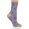 Chaussettes grises bambou femme motif flamant rose 