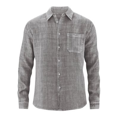 Chemise taupe pur chanvre homme 