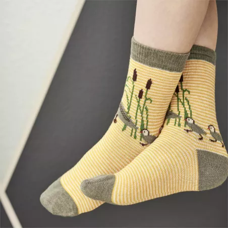 Lot de 2 paires chaussettes enfant fleurs canards
