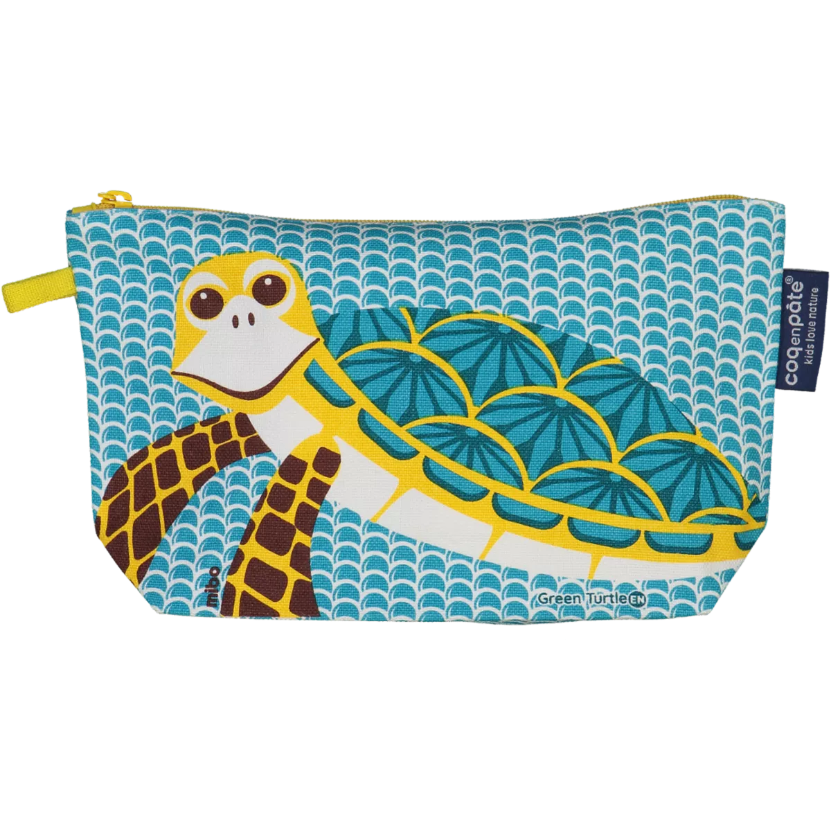 Trousse bleue polyvalente avec soufflet, imprimé tortue