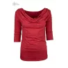Haut col drapé rouge chanvre et coton bio
