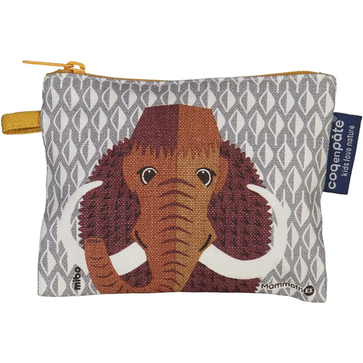 Porte-monnaie gris taupe enfant en coton bio Mammouth