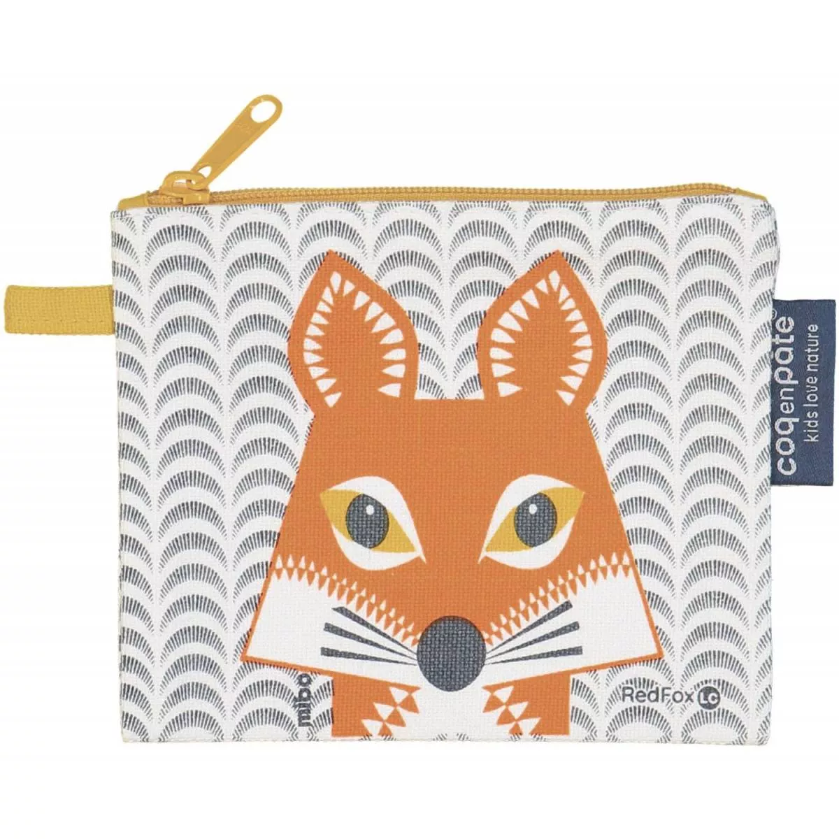 Porte-monnaie gris en coton bio renard 