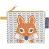 Porte-monnaie gris en coton bio renard 