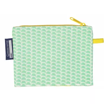 Porte-monnaie vert d'eau en coton bio hippocampe
