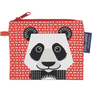 Porte-monnaie rouge en coton bio panda