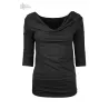 Haut col drapé noir chanvre et coton bio