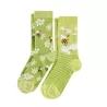 lots de 2 paires de chaussettes coton bio vertes avec motifs abeilles