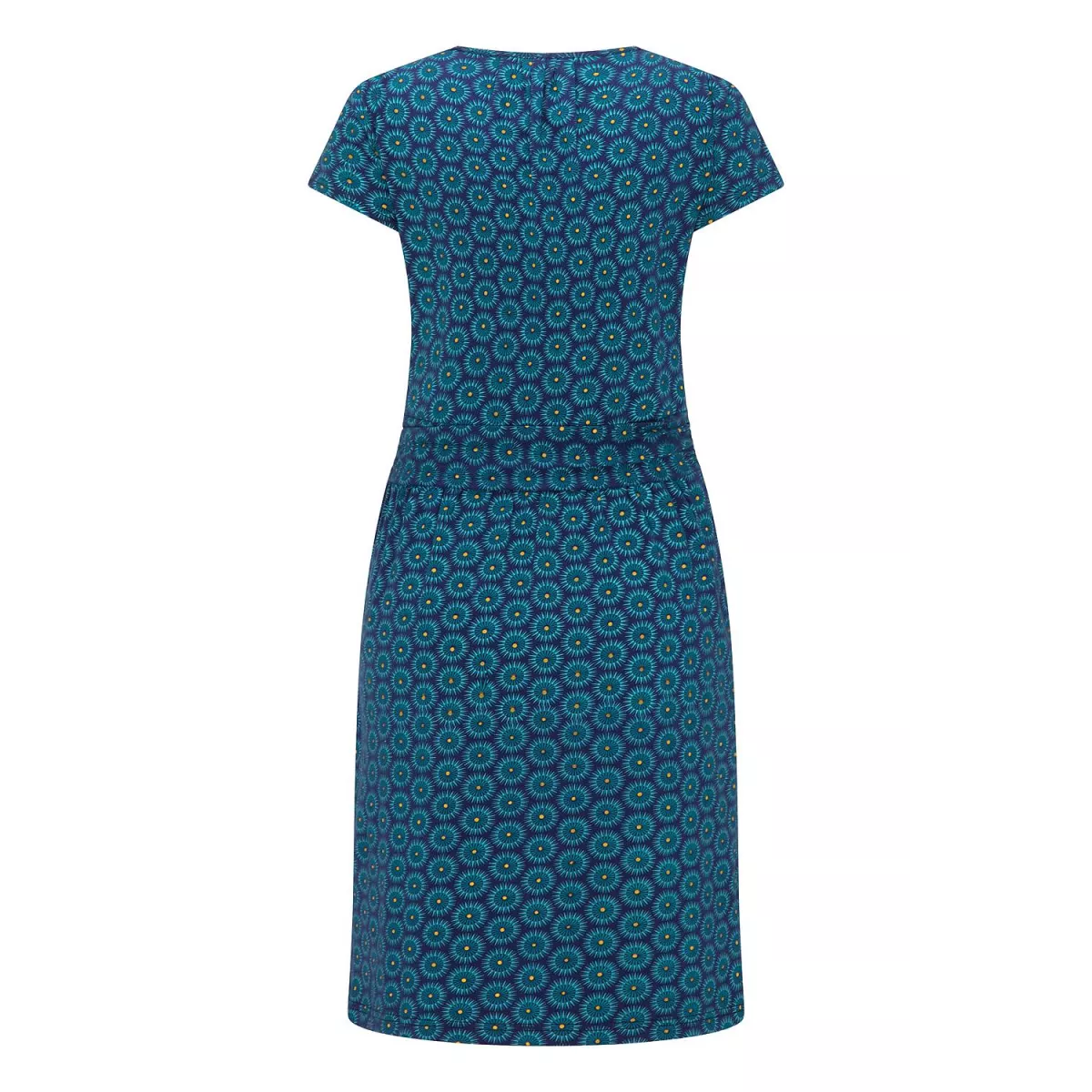 Robe jersey en coton bio, motif à fleur, bleu, GOTS