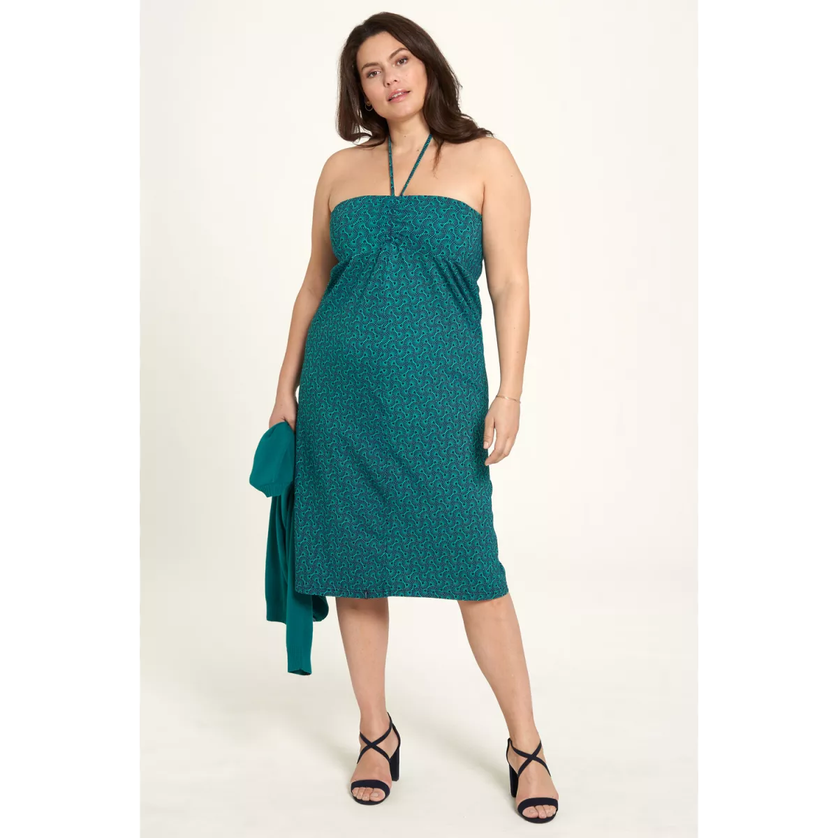 Robe réversible en jupe, en coton bio, bleu, à motif fantaisie, GOTS