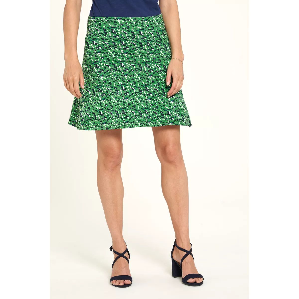 Jupe jersey en coton bio, motifs fleurie, GOTS