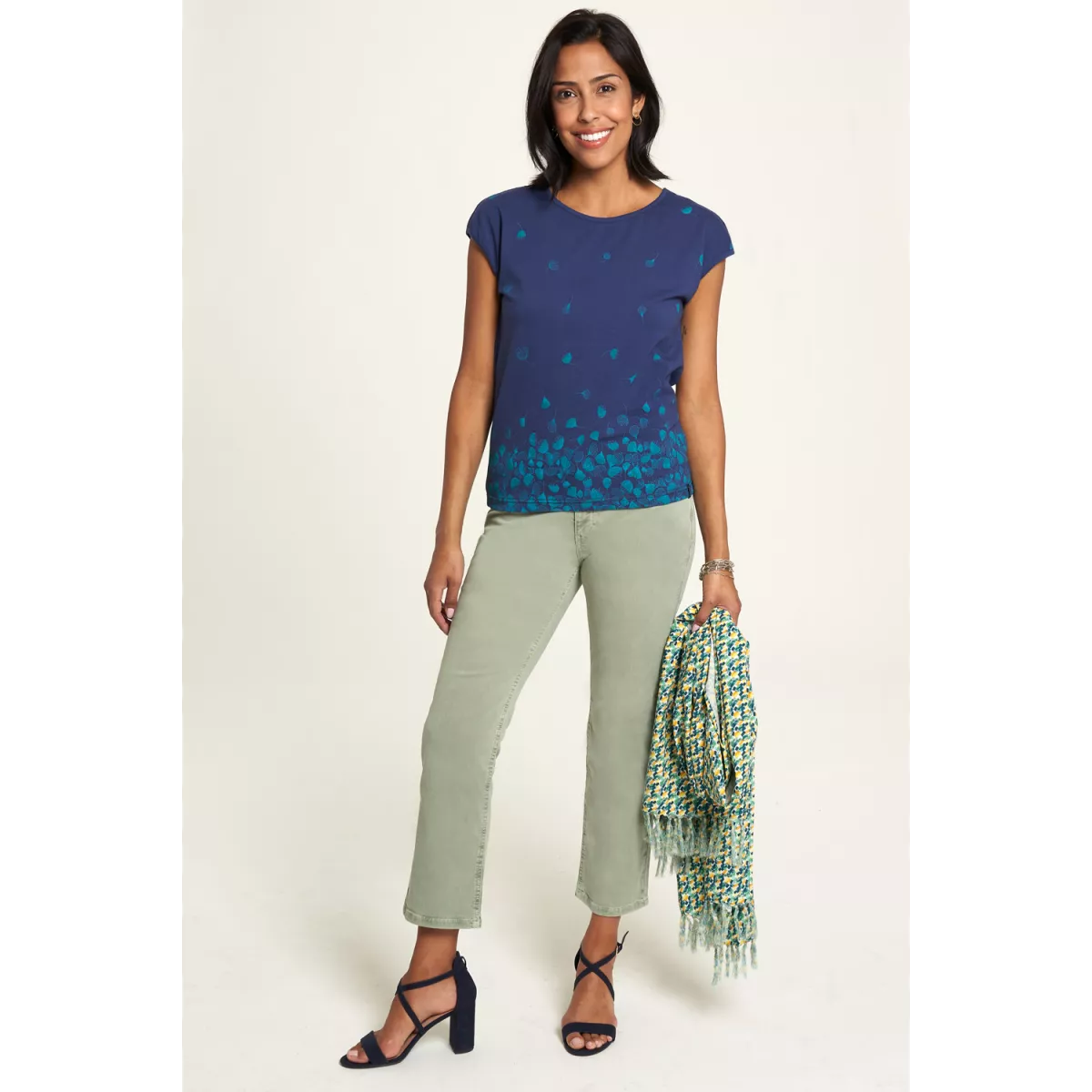 Chemise bio avec imprimé floral bleu