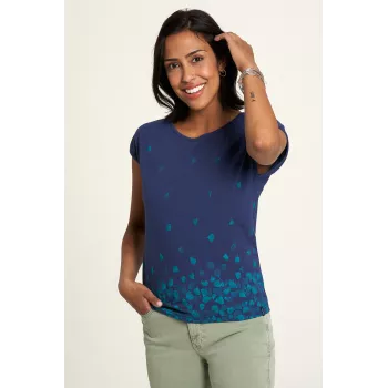 Chemise bio bleue marine avec imprimé floral