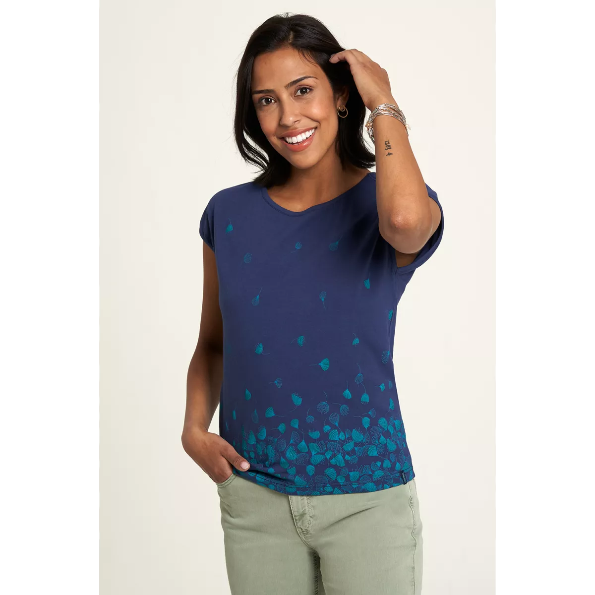 Chemise bio avec imprimé floral bleu