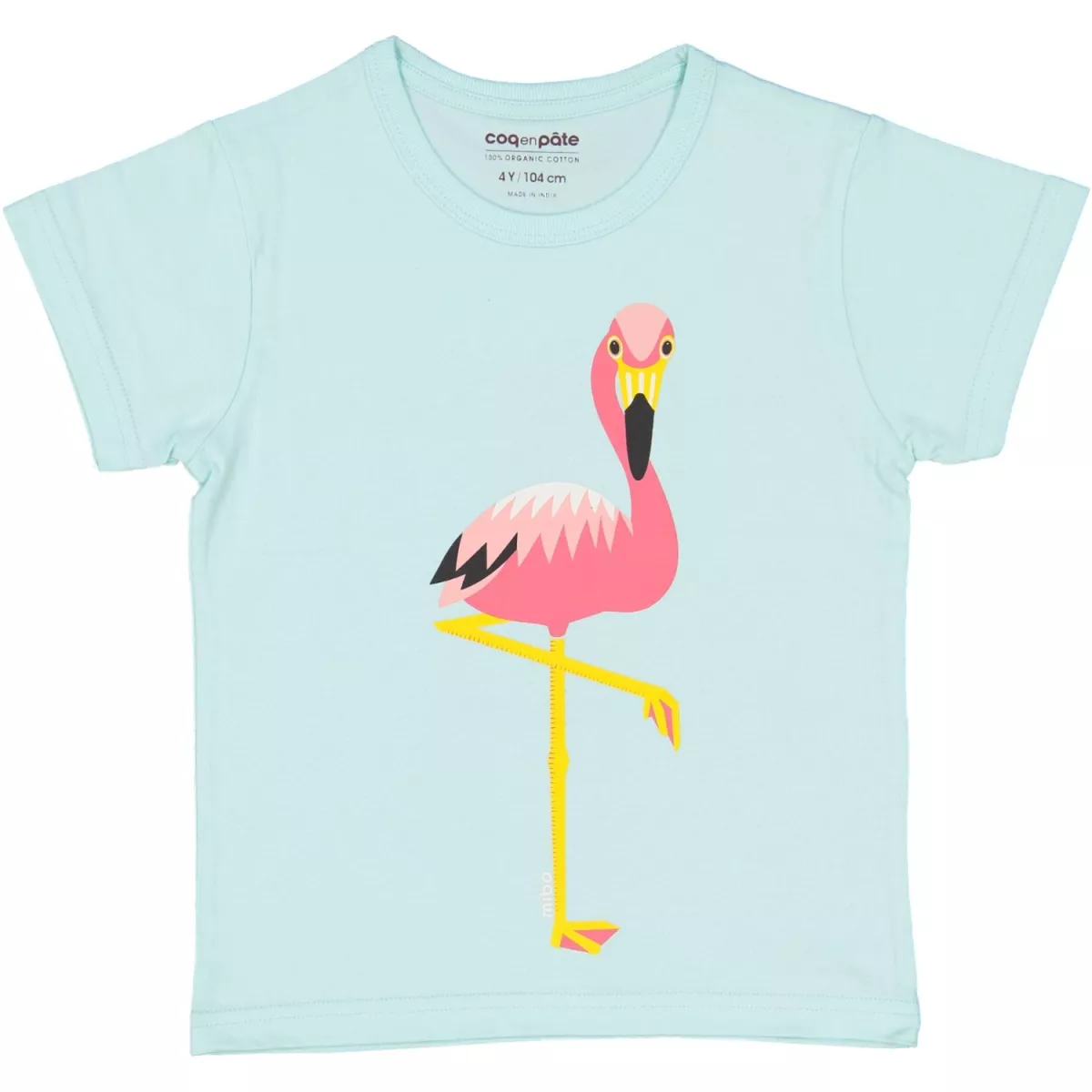 T-Shirt Coton Bio Bleu Flamant avant