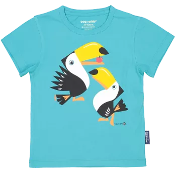 T-Shirt Coton Bio bleu Toucan avant